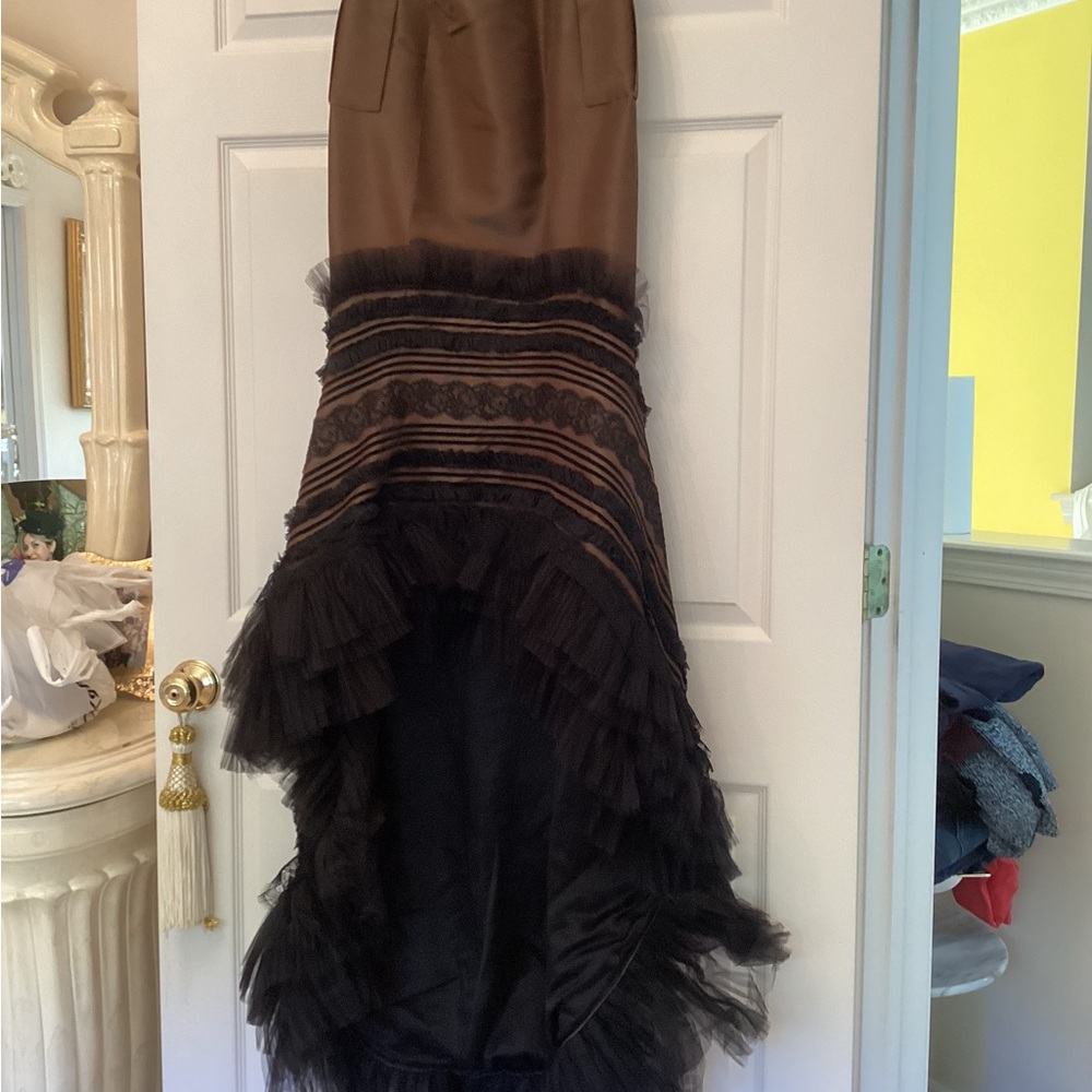 Zang Toi Brown and Black Silk Dress